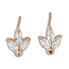 Brass Pave Clear Cubic Zirconia Stud Earring Findings X-KK-N235-041-3