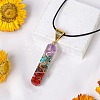 Resin with Gemstone inside 7 Chakra Pendant Necklaces PW-WG74B6A-01-1