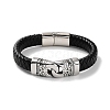 Men's Braided Black PU Leather Cord Bracelets BJEW-K243-13AS-1