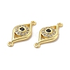Brass Micro Pave Clear & Black Cubic Zirconia Connector Charms KK-E068-VB372-3