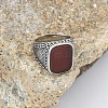 304 Stainless Steel with Natural Carnelian Finger Rings FS-WG67565-09-1