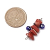 5Pcs 5 Styles Natural Red Jasper & Amethyst & Fluorite & Sunstone & South Red Agate Chip Copper Wire Wrapped Handmake Lampwork Blue Evil Eye Connector Charms PALLOY-JF02977-03-2