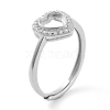 Heart Adjustable 925 Sterling Silver Ring Components STER-G042-06P-1