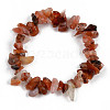 Unisex Chip Natural Carnelian/Red Agate Beaded Stretch Bracelets BJEW-S143-01-2