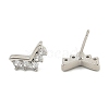 Brass Micro Pave Clear Cubic Zirconia Stud Earrings EJEW-R016-26P-06-4