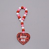 Valentine's Day Theme Schima Wood Beads Pendants Decorations HJEW-TAC0012-13-1