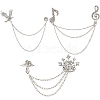 Gorgecraft 3Pcs 3 Style Crown & Eagle & Music Note Crystal Rhinestone Hanging Chain Brooches JEWB-GF0001-34-1