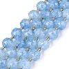 Ombre Effect Dyed Transparent Crackle Glass Beads Strands GLAA-Q111-10MM-02-2