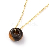 Rondelle Natural Tiger Eye Pendant Necklaces NJEW-JN03237-03-1