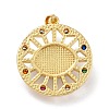 Brass Micro Pave Colorful Cubic Zirconia Pendants ZIRC-A021-03G-D-3