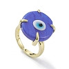 Lampwork Evil Eye Open Cuff Ring RJEW-M147-01LG-01-2