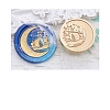 Round Golden Tone Wax Seal Brass Stamp Head PW-WG51463-07-1