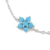 925 Sterling Silver Cubic Zirconia & Synthetic Turquoise Flower Link Bracelets XT0862-4-2