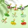 9Pcs 9 Colors Flower Acrylic Pendant Decorations HJEW-JM02717-1