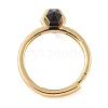 Double Pointed Hexagonal Prism Natural Obsidian Adjustable Rings for Women RJEW-G327-01G-06-3