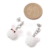 Handmade Glass Seed Beads Rabbit Stud Earrings EJEW-MZ00294-3