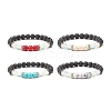 Natural Lava Rock & Opalite & Gemstone Stretch Bracelet BJEW-JB07712-1