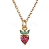 Strawberry Brass Crimson Cubic Zirconia Pendant Necklaces NJEW-JN05148-01-2