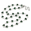 304 Stainless Steel & Glass Heart Link Chain Necklaces NJEW-P315-03P-05-1