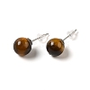 Natural Tiger Eye Stud Earrings G-B075-02P-07-1