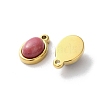 Ion Plating(IP) 304 Stainless Steel Pave Natural Mixed Gemstone Oval Charms STAS-Z099-14G-2