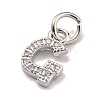 Initial Letter Brass with Cubic Zirconia Charms KK-Q814-26G-P-2
