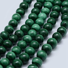 Natural Malachite Beads Strands G-F571-27A1-8mm