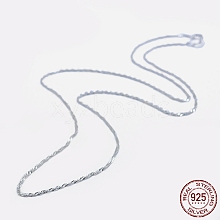 Anti-Tarnish Rhodium Plated 925 Sterling Silver Singapore Chain Necklaces STER-F039-45cm-06P