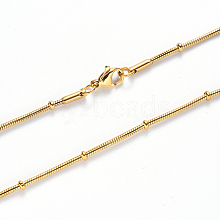 Vacuum Plating 304 Stainless Steel Round Snake Chain Necklace NJEW-S420-009A-G