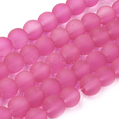 Baking Paint Transparent Glass Bead Strands X-GLAA-S031-8mm-35-1
