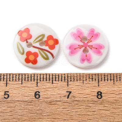 2-Hole Printed Opaque Resin Buttons RE-CBADF5A-15-1