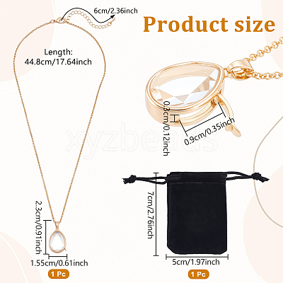 1Pc Brass Clear Glass Teardrop Locket Pendant Necklaces NJEW-NB0001-34-1