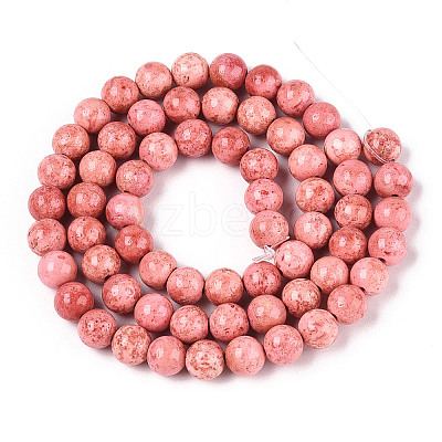 Dyed Synthetic Fossil Beads Strands G-T139-6mm-66D-1