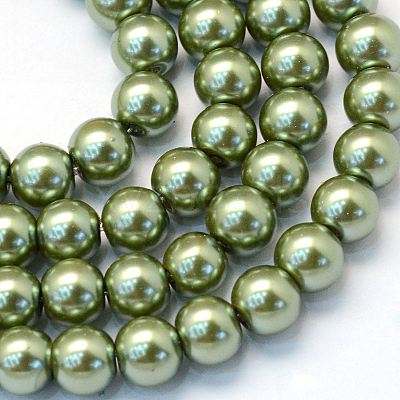 Baking Paint Pearlized Glass Pearl Round Bead Strands HY-Q003-6mm-49-1