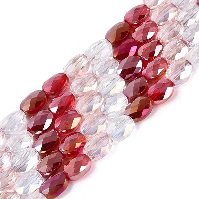 Electroplate Imitation Jade & Opaque & Transparent Glass Beads Strands EGLA-Q135-6x8MM-01A-1