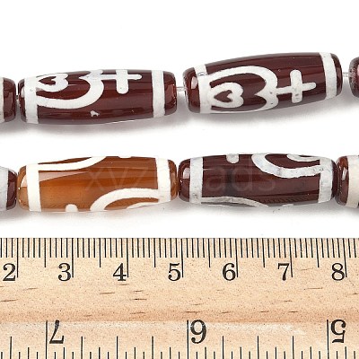 Rice Shape Tibetan Style dZi Beads Strands G-A269-A07-01-1