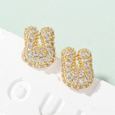 Brass Micro Pave Cubic Zirconia Stud Earrings EJEW-Z091-04G-U-1