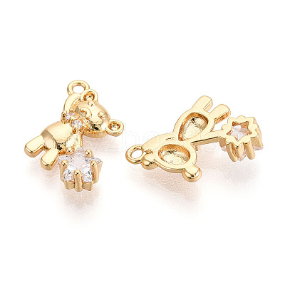 Brass Micro Pave Clear Cubic Zirconia Pendants KK-T078-02G-04-1