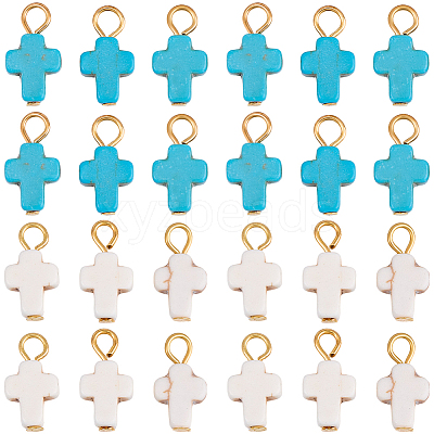 60Pcs Dyed Synthetic Turquoise Pendants FIND-BM0001-60A-1