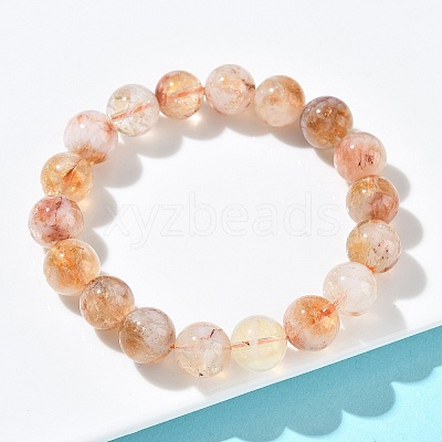 Natural Citrine Round Beads Stretch Bracelets for Women BJEW-Z158-03B-02-1