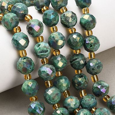 Electroplated Natural Druzy Geode Crystal Beads Strands G-F833-P01-10mm-03-1