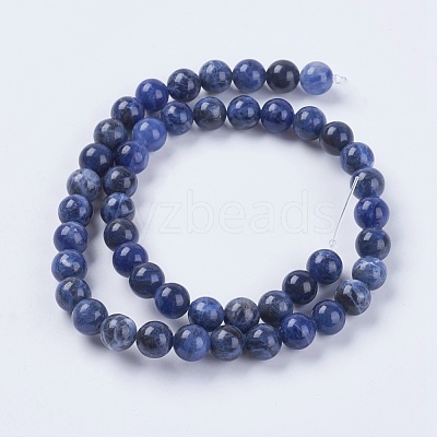 Natural Sodalite Beads Strands X-G-G448-8mm-25-1