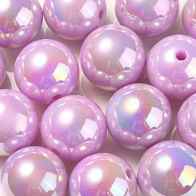 UV Plating Rainbow Iridescent Acrylic Beads PACR-E001-04E-1
