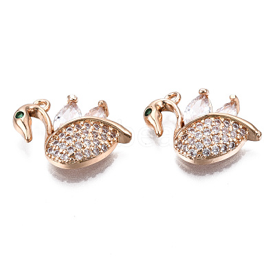 Brass Micro Pave Clear Cubic Zirconia Pendants KK-S359-109-RS-1