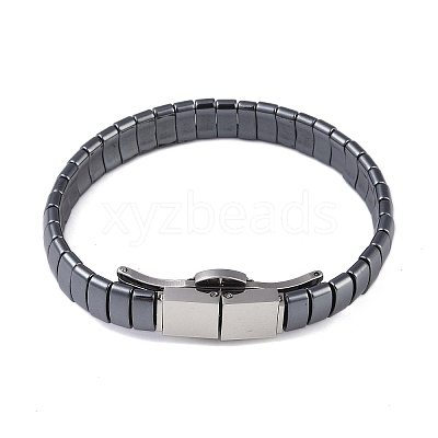 Synthetic Non-Magnetic Hematite Beaded Bracelets for Men BJEW-E102-01P-1