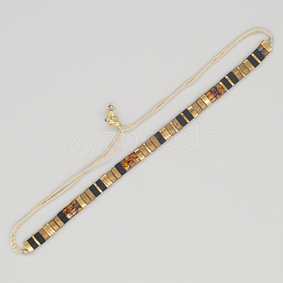 Vintage Ethnic Style Adjustable Glass Tila Beaded Handmade Slider Bracelets for Women ZN9527-12-1