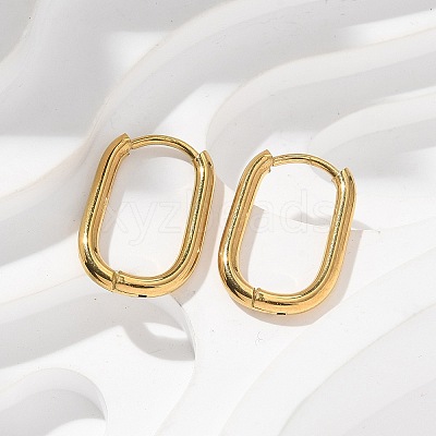 Ion Plating(IP) 304 Stainless Steel Oval Hoop Earrings EJEW-M218-02A-G-1