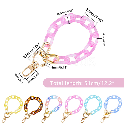6Pcs 6 Colors Transparent Acrylic Cable Chain Wristlet Straps HJEW-FH0001-24-1