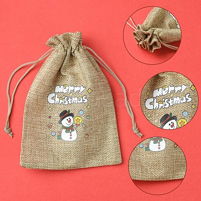 12Pcs 12 Styles Christmas Printed Burlap Packing Pouches Drawstring Bags ABAG-FS0001-03B-1