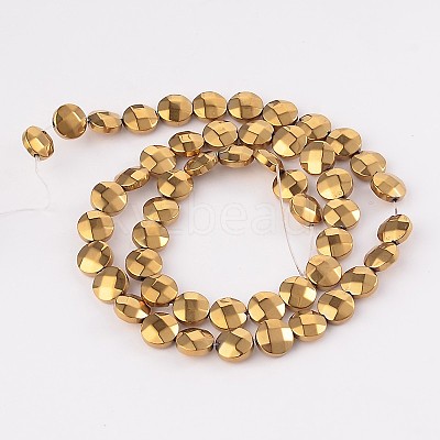Electroplated Non-magnetic Synthetic Hematite Flat Round Bead Strands G-L368-06E-1